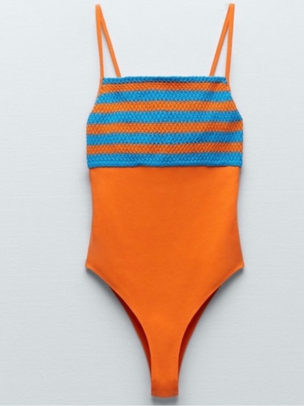 NWT Zara Orange & Blue Striped One-Piece  Bodysuit Large